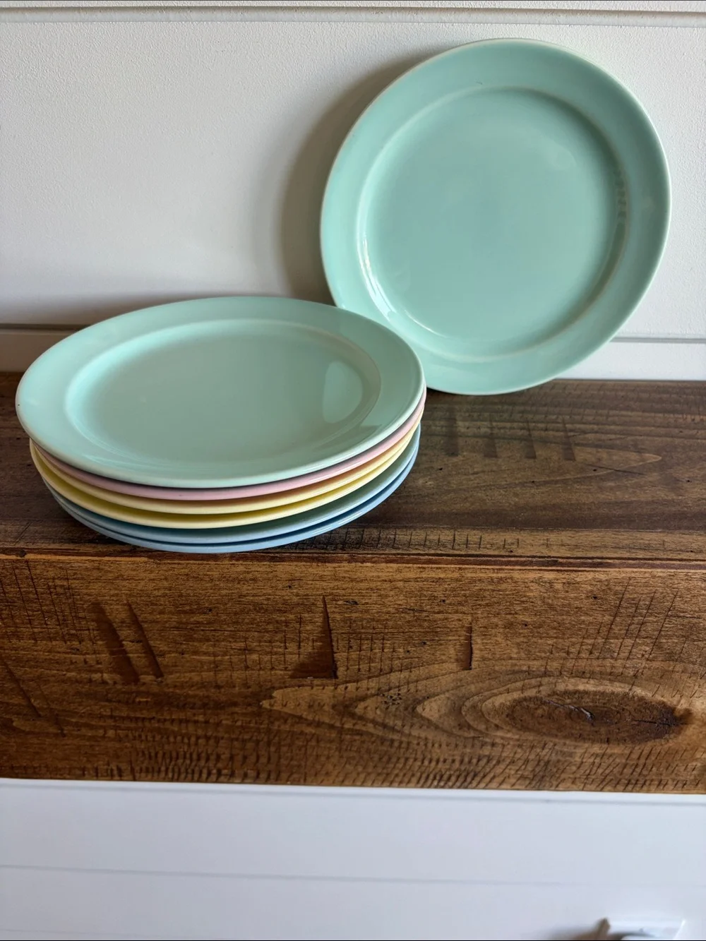Vintage Pastel Ceramic Plates - Set of 7